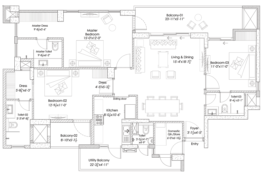 Silverglades Hightown Residences 3 BHK - Type B