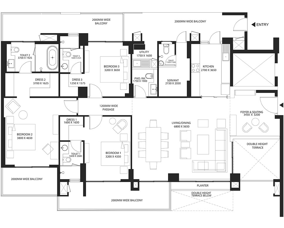 Risland Sky Mansion 3 BHK - Type B