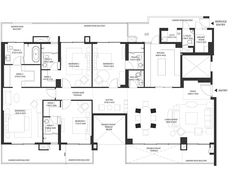Risland Sky Mansion 4 BHK - Type A