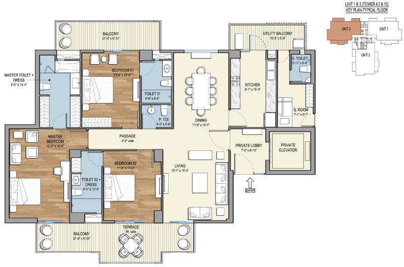 Tulip Monsella 3 BHK Unit 1, 3